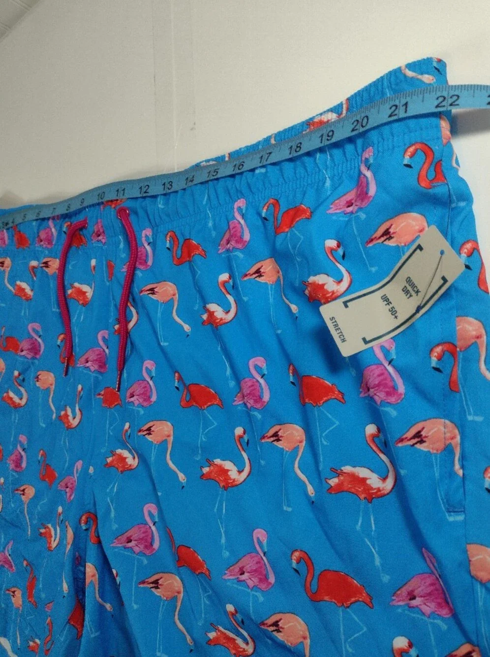 George Men's Blue Flamingo Print Swim Trunks (2XL)